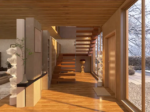 Lone house in the snow