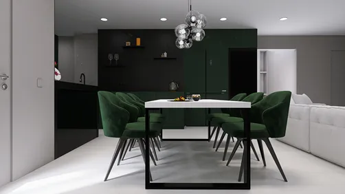Kitchen-living room design in modern style. 