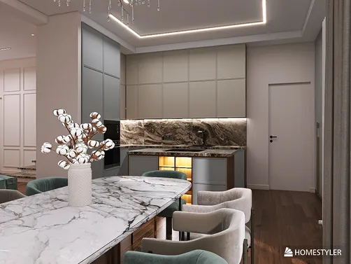 Visualization of the living room interior.