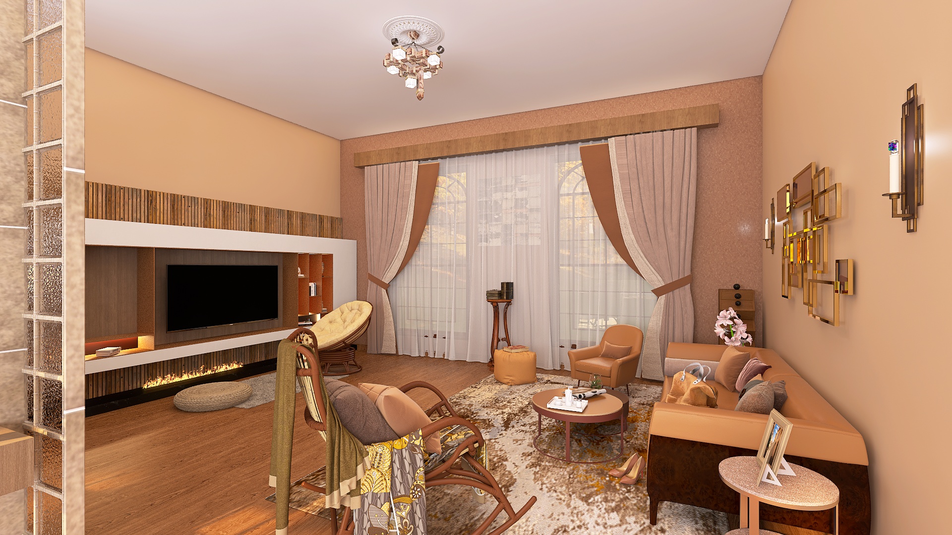 Mocha Mousse Living and kitchen