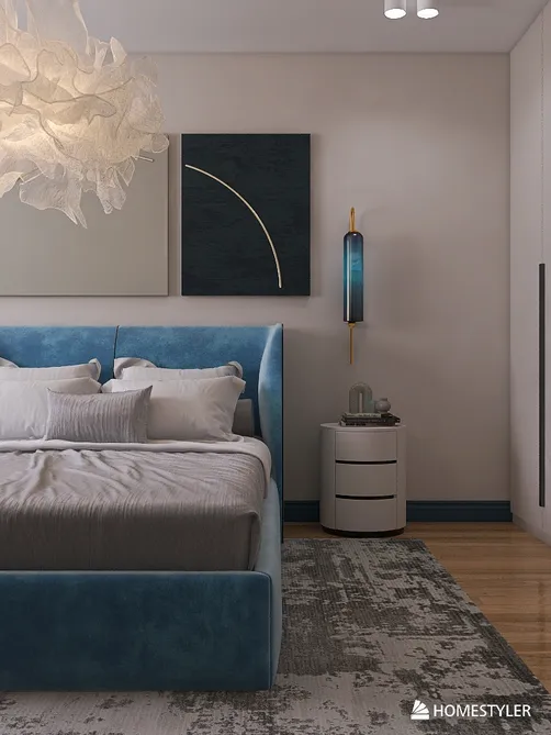 Спальня с голубыми акцентами