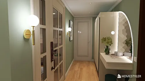 прихожая в зеленых тонах