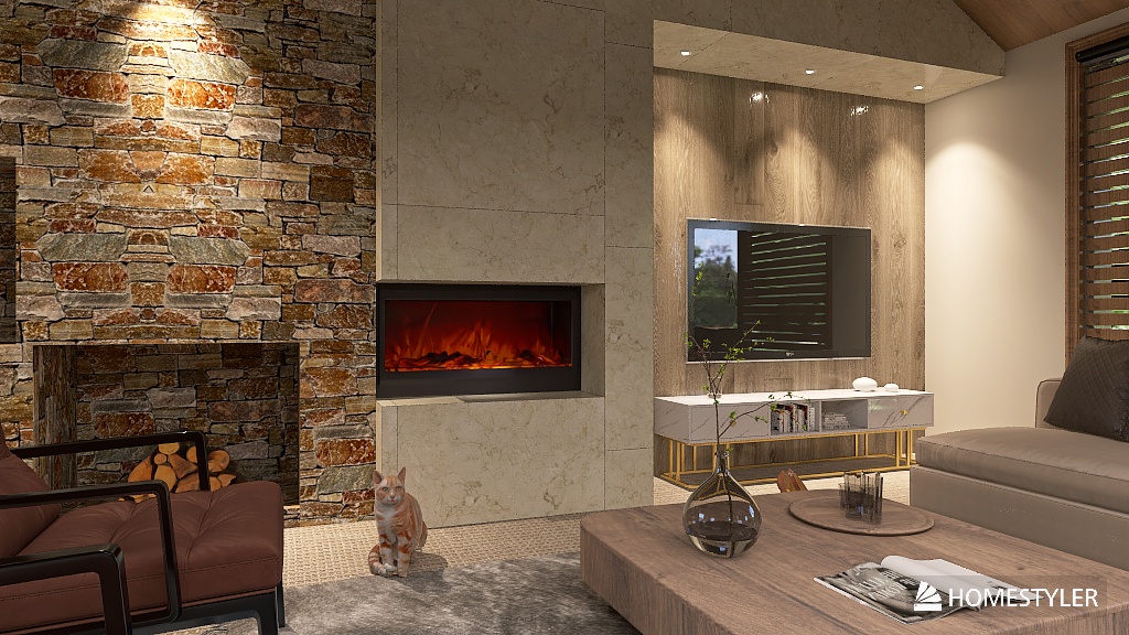 Living room with fireplace