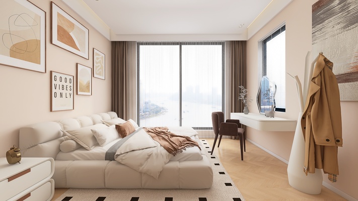 Cream Style Single Apartment - Bedroom