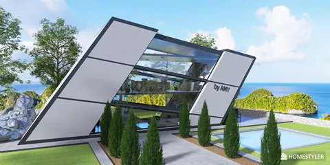 modern luxury house design showcasing innovative architecture with a stunning sea view optimizing outdoor space using Homestyler's real-time 3D rendering feature