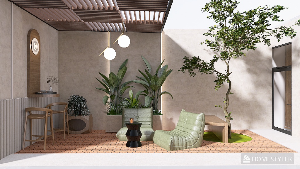 Patio trasero en casa pequeña 