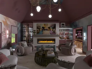 Cozy living room featuring modern furniture arrangement with a warm color palette, designed using Homestyler for an inviting interior decor experience.