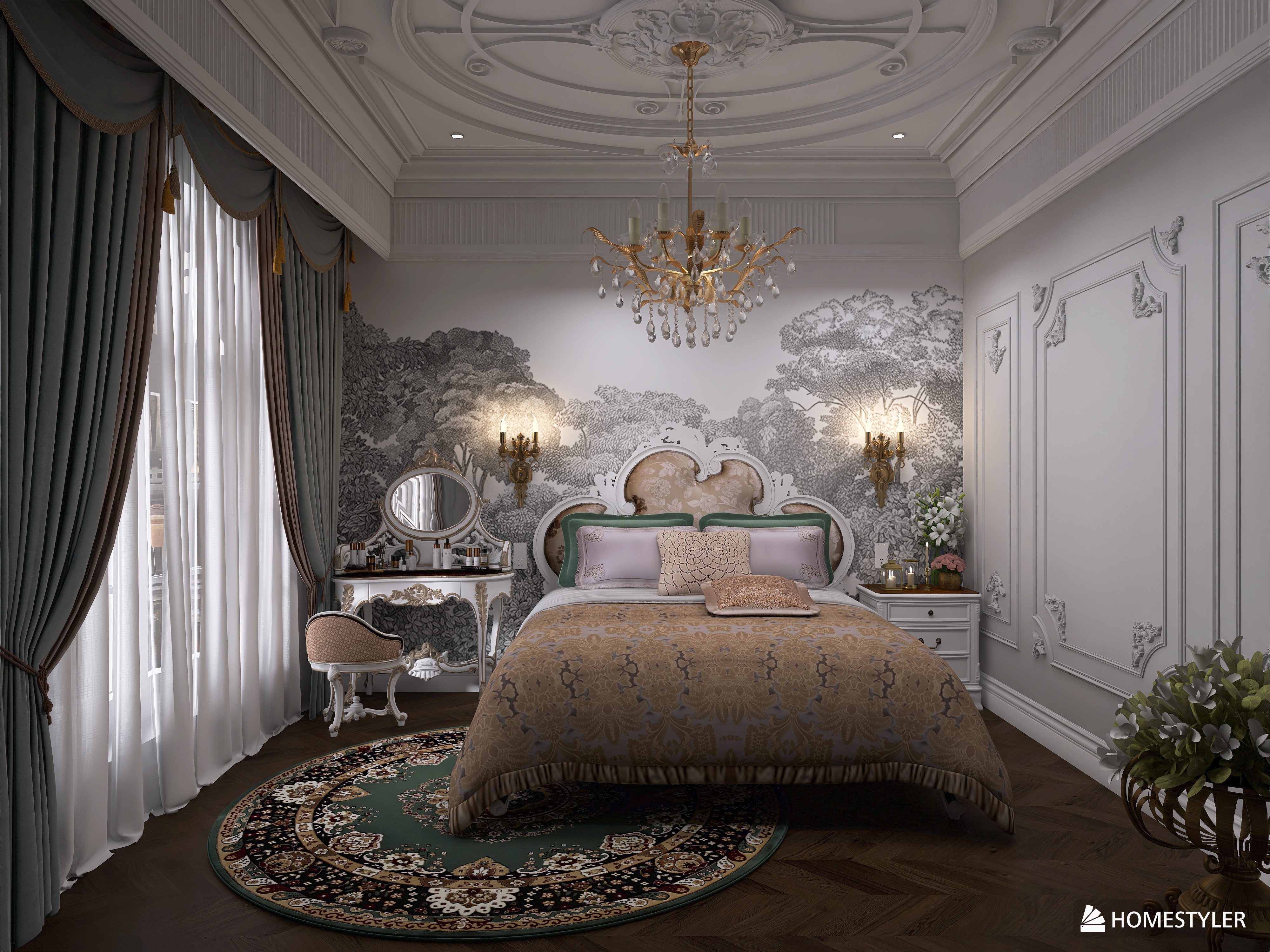 Bedroom in Rococo style