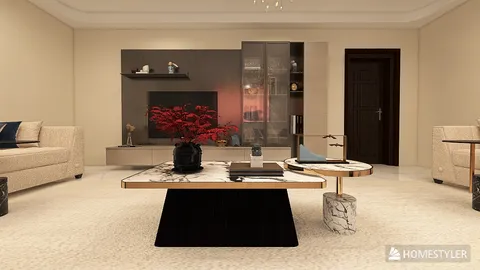 modern living room with stylish furniture arrangement enhanced by Homestyler's real-time 3D rendering, creating an inviting and elegant atmosphere