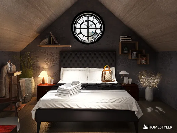 cozy bedroom design showcasing a modern bed setup with stylish accessories and effective lighting, featuring Homestyler's real-time 3D rendering to visualize interior decor options.