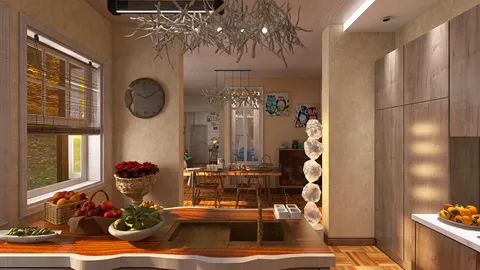 kitchen interior design with modern cabinetry showcasing a seamless blend of functionality and style, featuring Homestyler's real-time 3D rendering for quick design proposals.