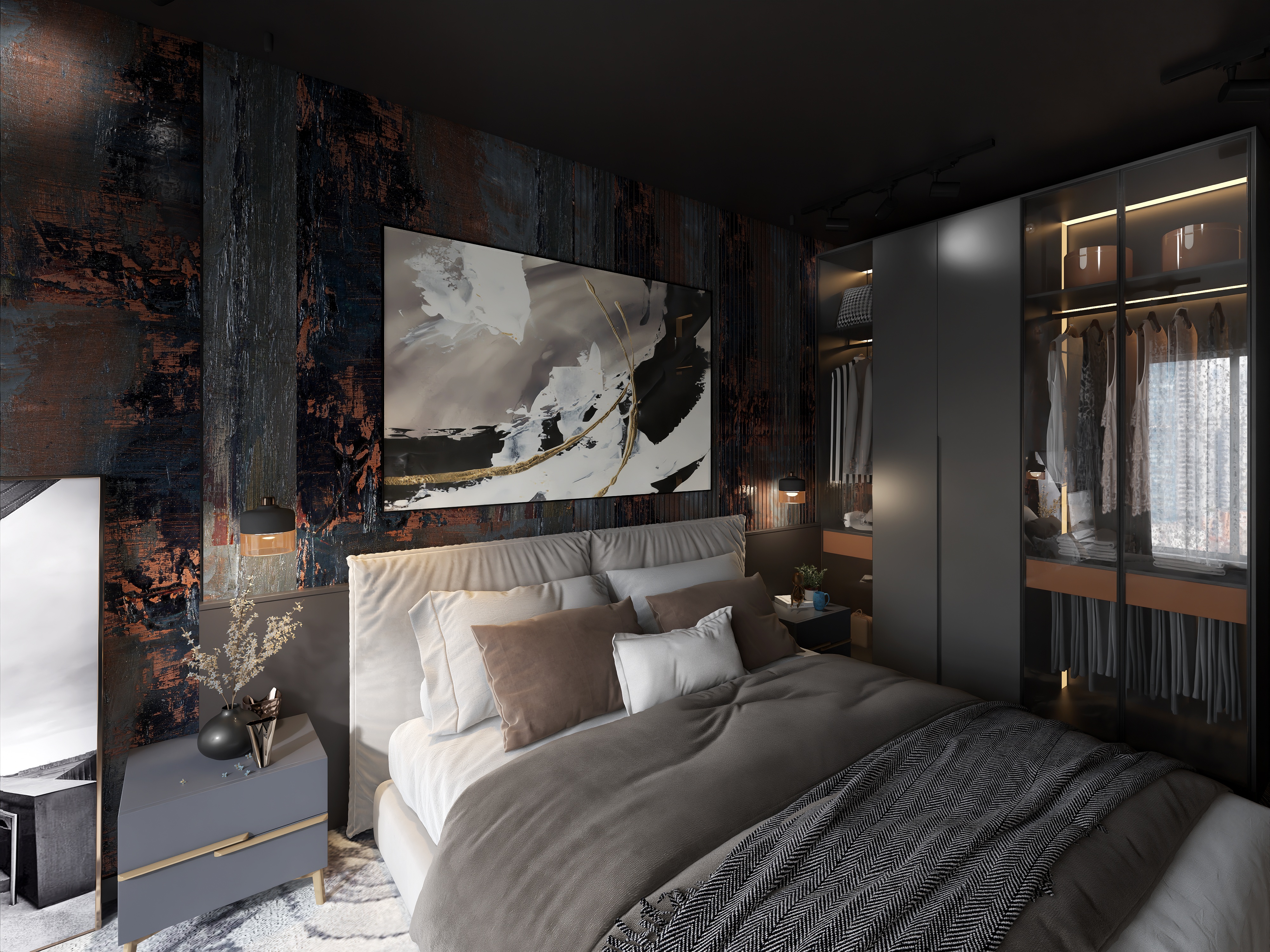 Industrial style bedroom