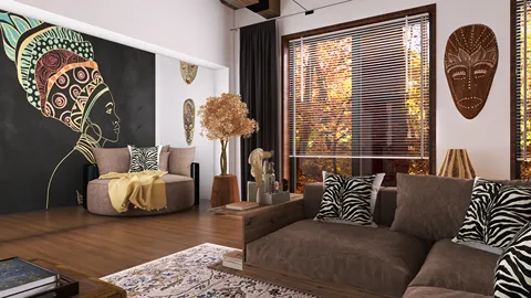 modern living room featuring bold wall art and natural light design showcasing a cozy interior decor style optimized for space functionality using Homestyler's real-time 3D rendering feature