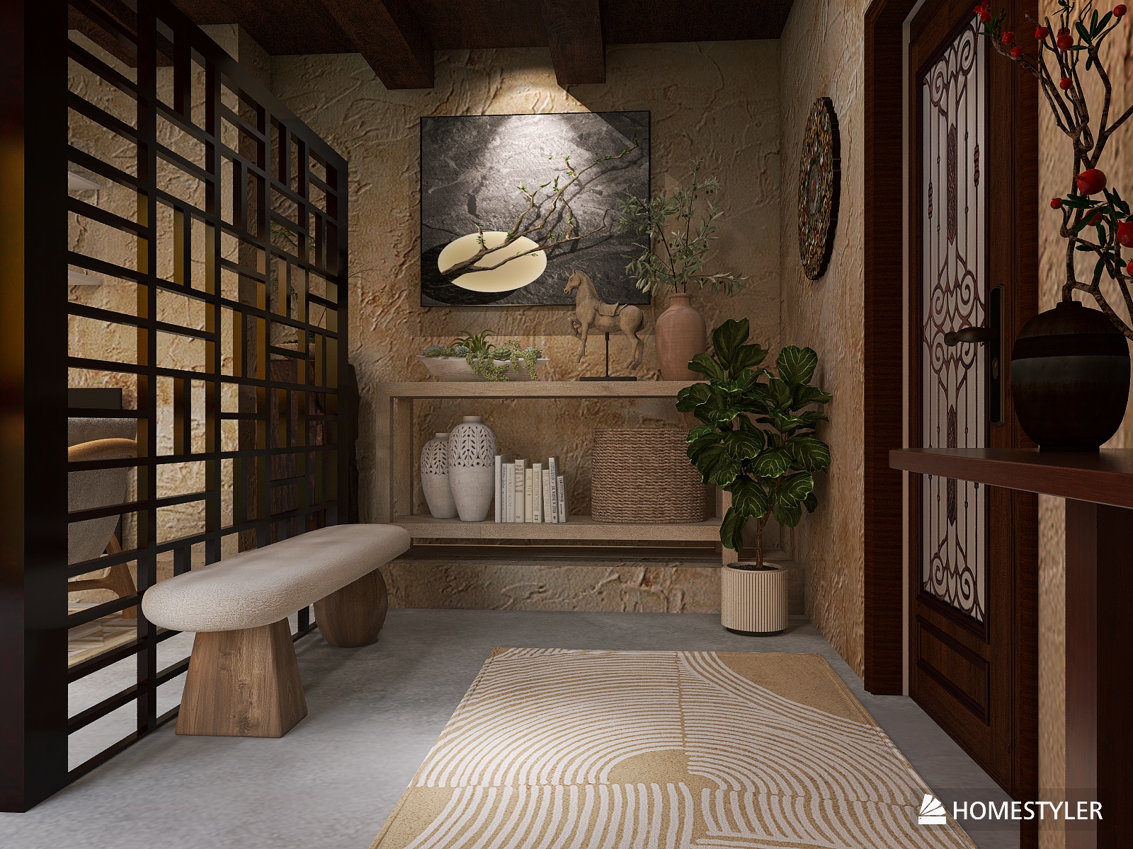 Chinese wabi-sabi living space for Web