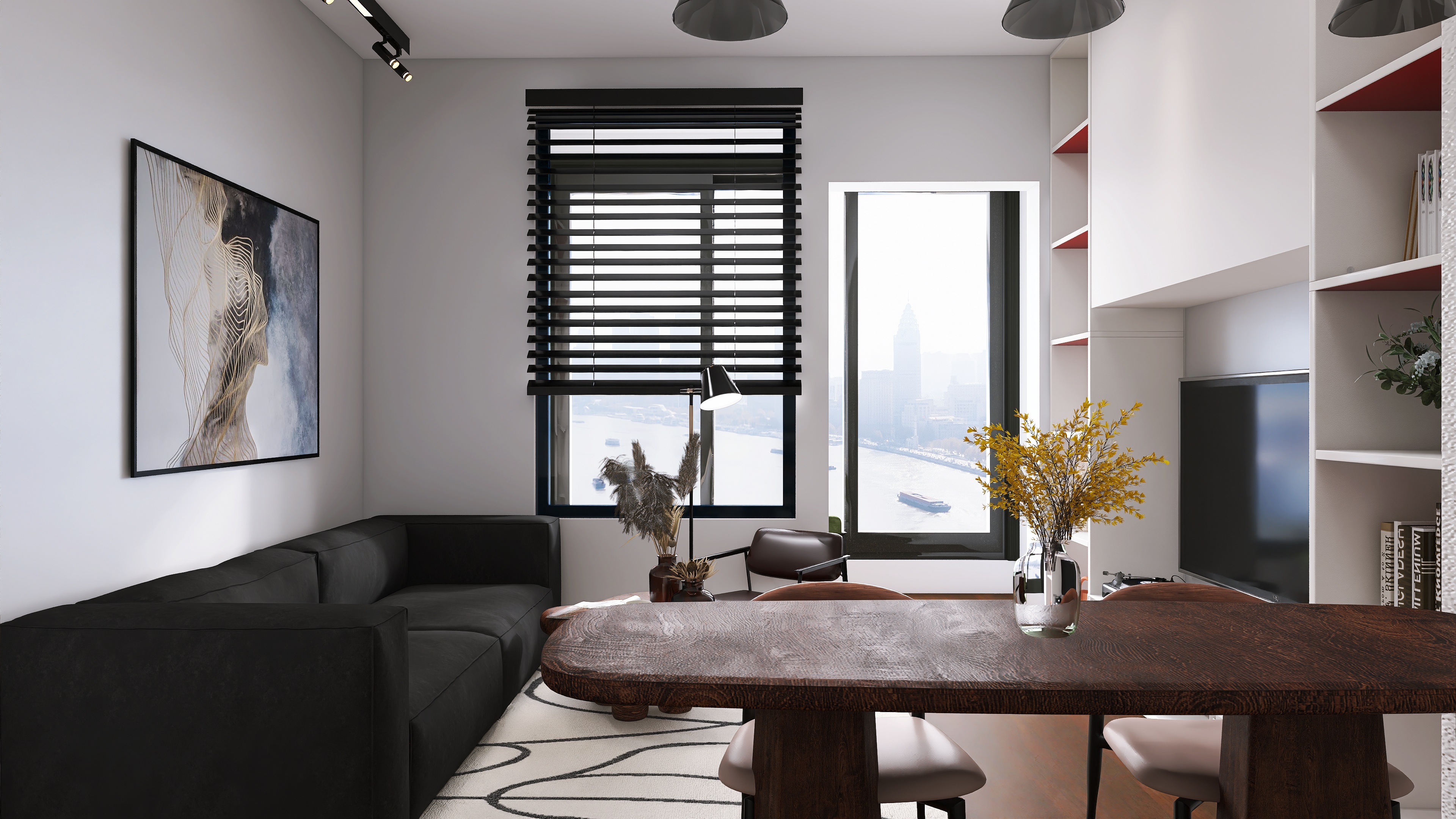 minimalist one-room apartment