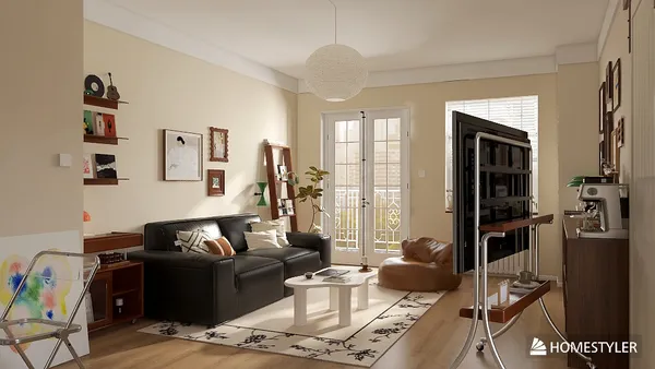 modern living room with stylish furniture arranging and cozy ambiance, featuring interior design elements, utilizing Homestyler's real-time 3D rendering for quick visualization