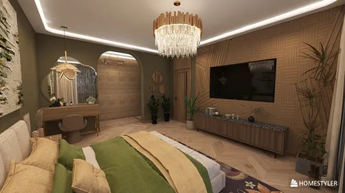 Bedroom Green & Wood