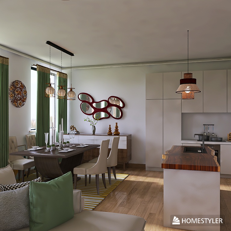 cozy open-plan kitchen & living room