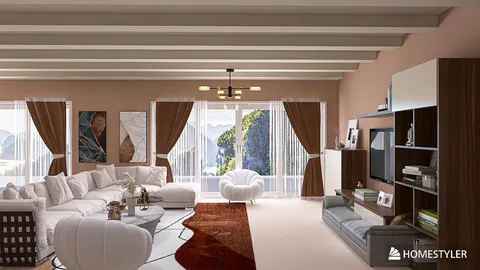 modern living room design featuring a sectional sofa and decorative elements, showcasing the versatility of interior decor with Homestyler's real-time 3D rendering.