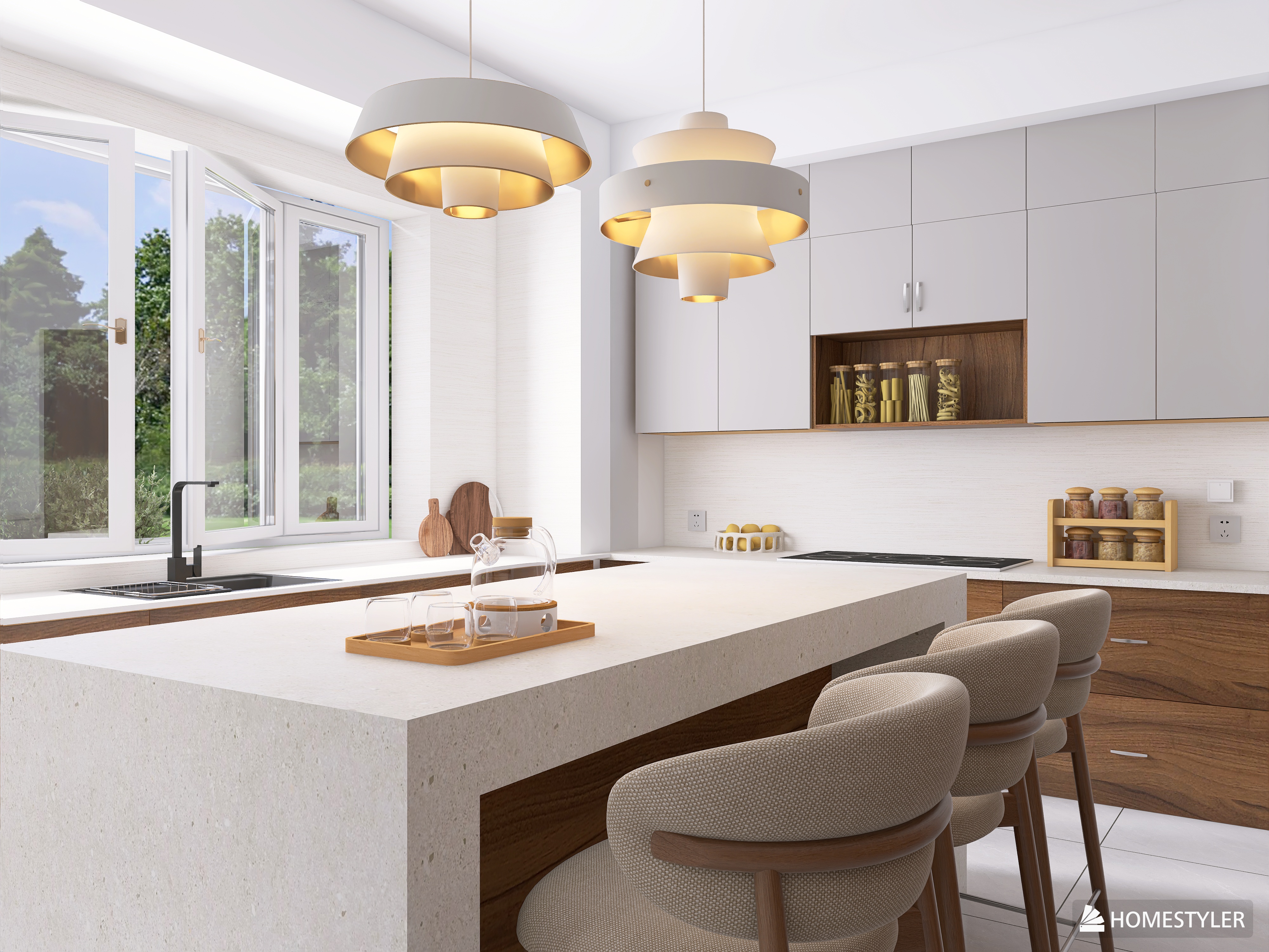 Kitchen and small bathroom