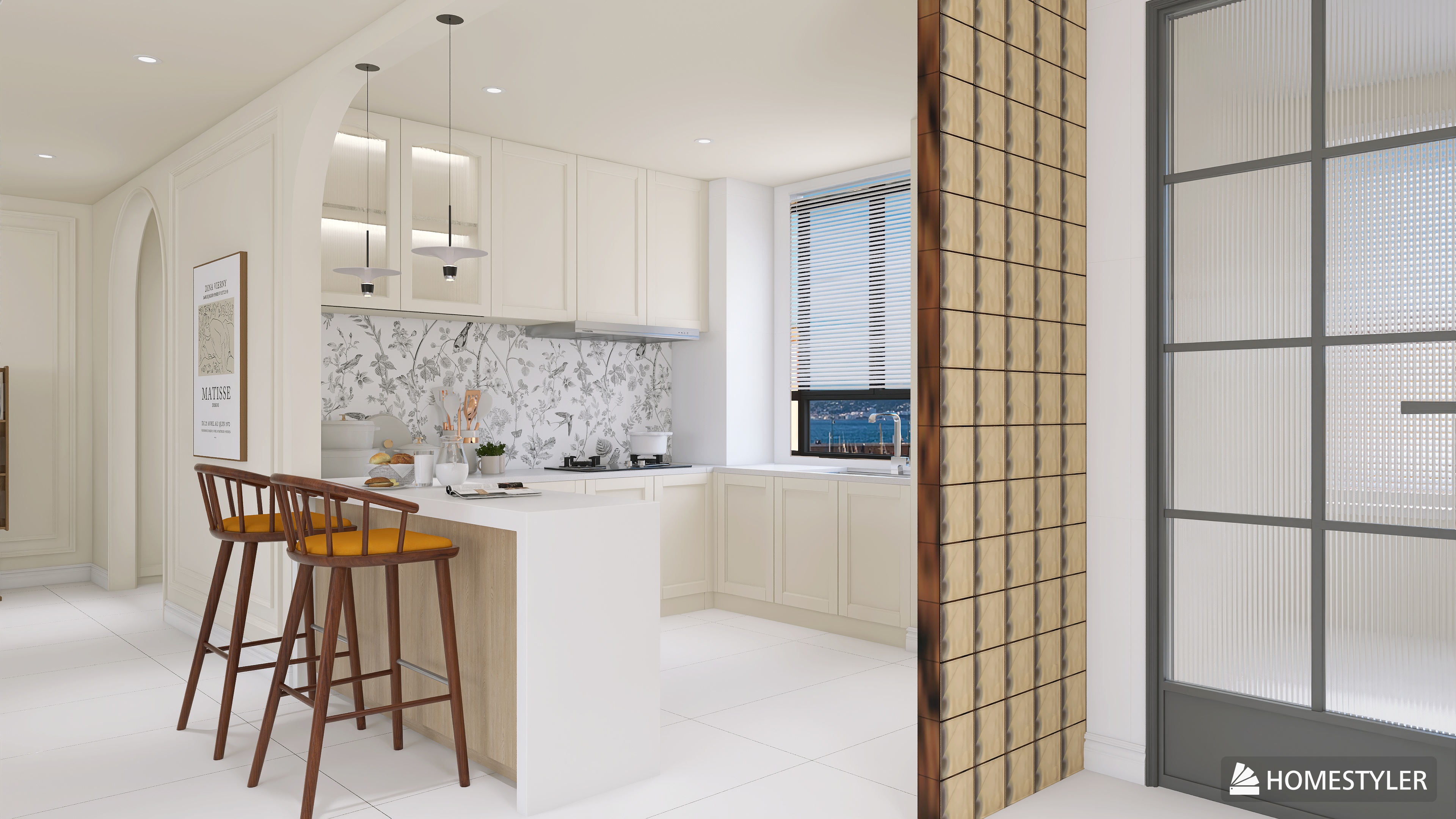 A Dapper Kitchen and Living Room