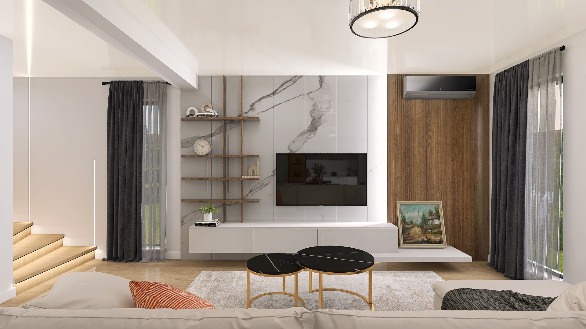 Cozy living and kitchen design