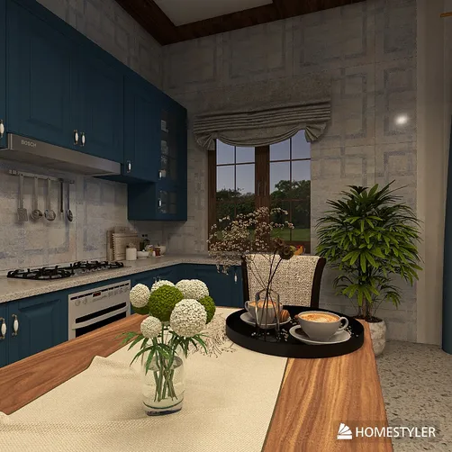 Empty Studio With Marble Finishes