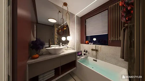 Halloween w burgundowej łazience