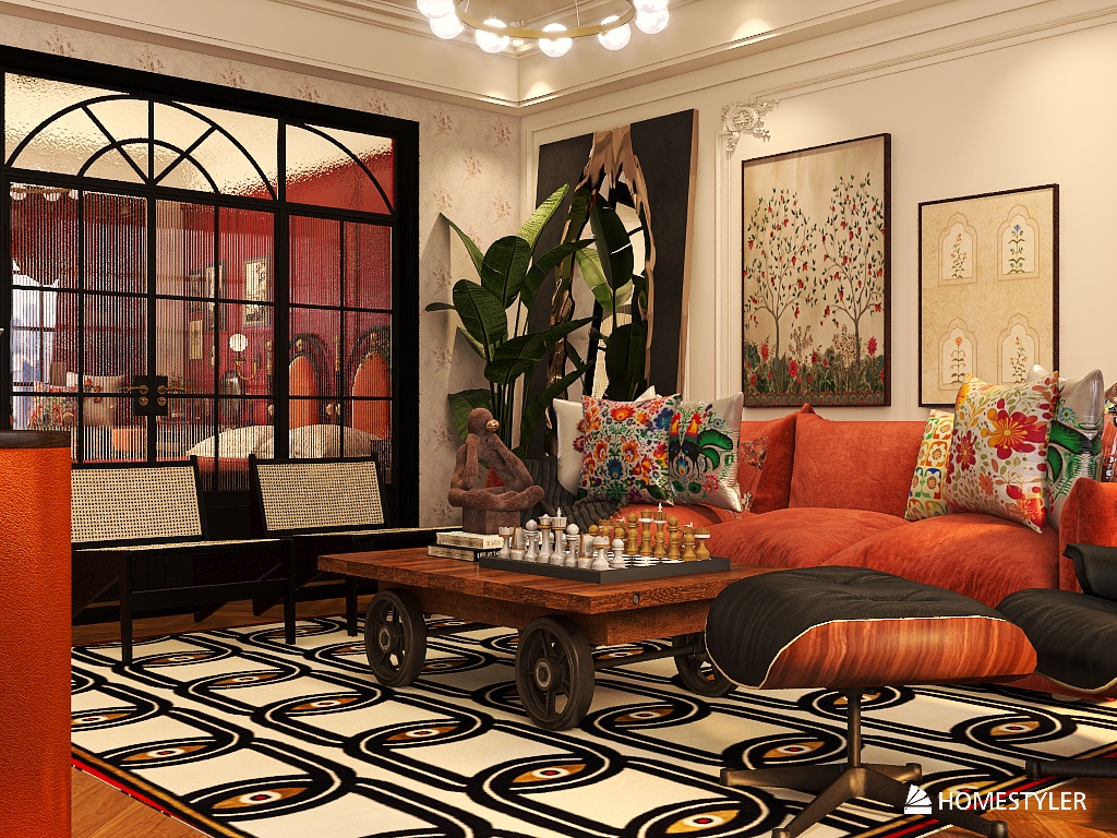 Cosy Polish Haven: Rustic Warmth with Red Accents & Natural Elegance