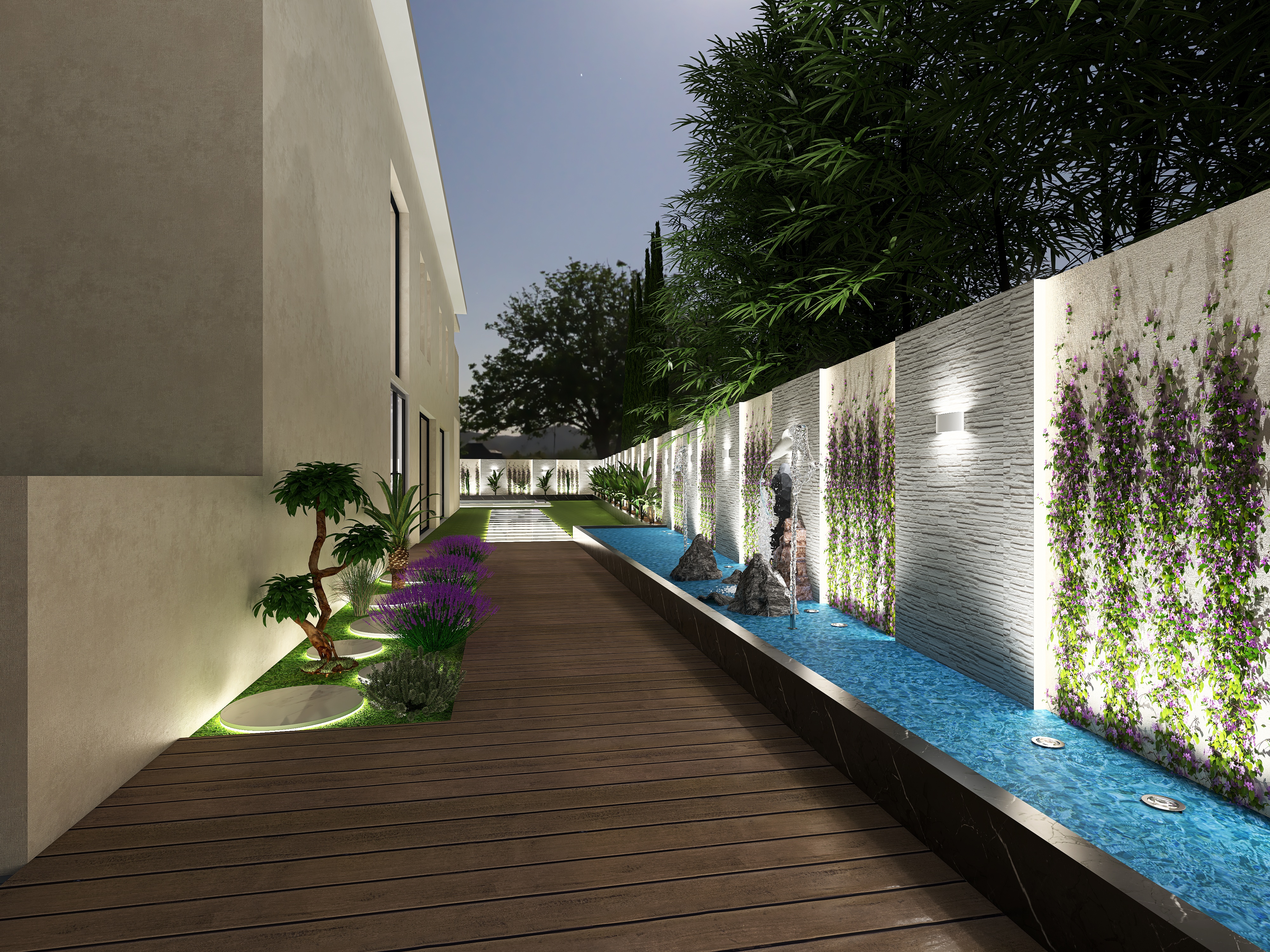 jardin pour villa avec picine tres moderne