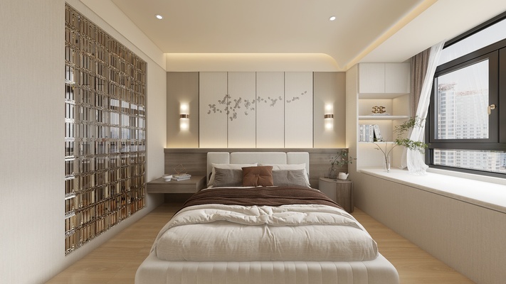 Cream-toned Modern Style Bedroom