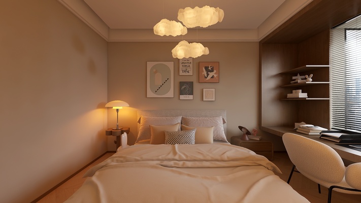 Scandinavian Natural Wood Style Bedroom