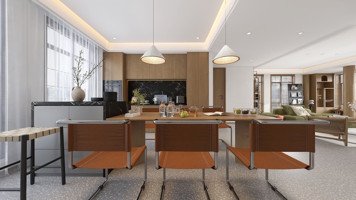 Scandinavian Natural Wood Style House - Dining Room