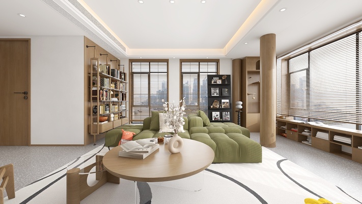 Scandinavian Natural Wood Style House - Living Room