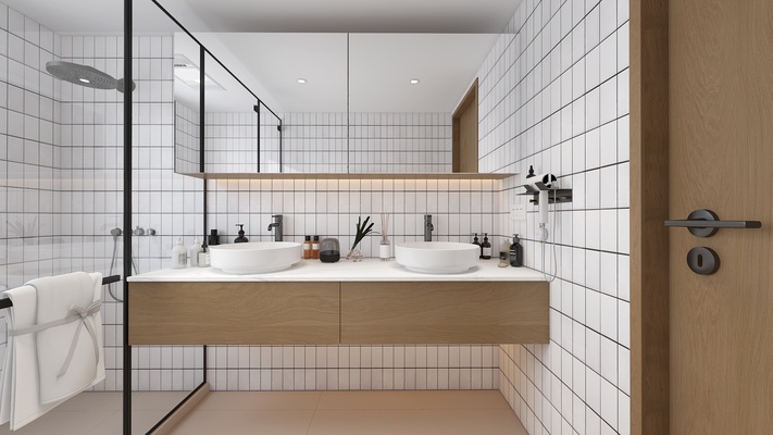 Scandinavian Natural Wood Style Bathroom