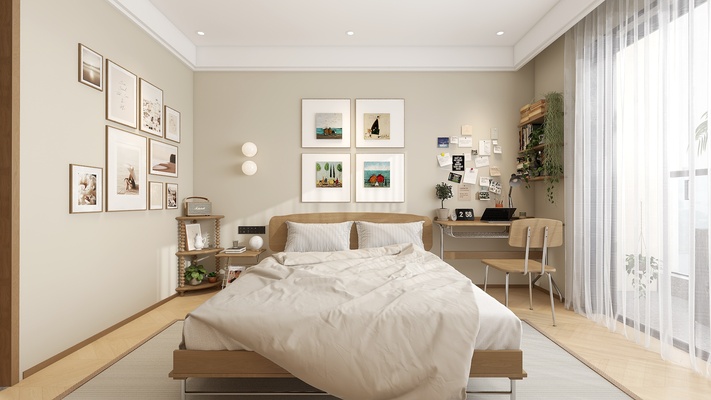 Scandinavian Natural Wood Style House - Bedroom