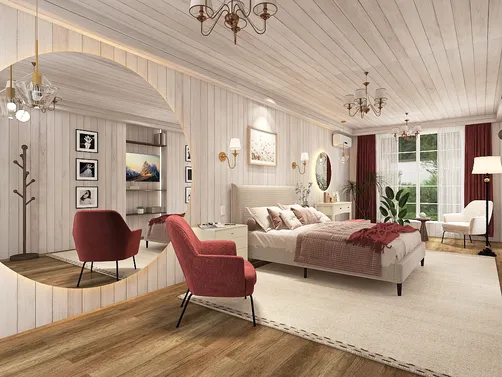 Спальня в деревянном доме